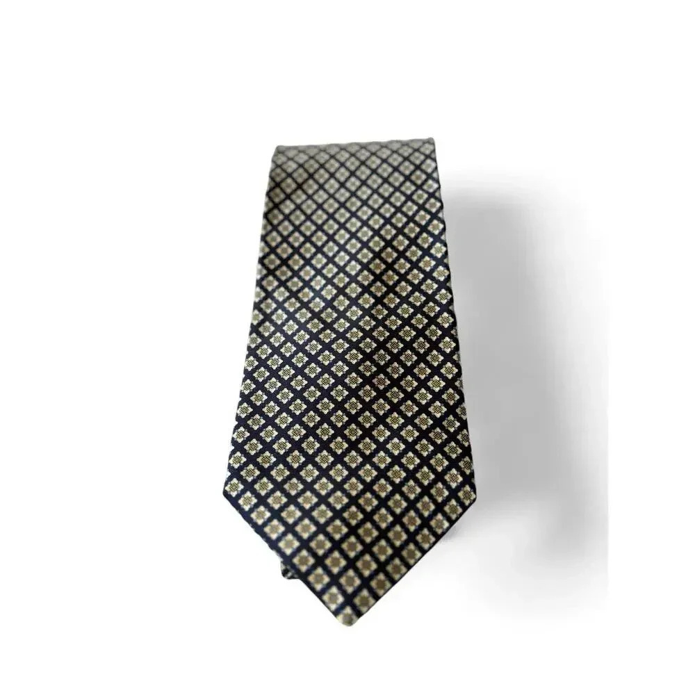 Angelo Bosani Neck Tie Navy Blue Patterned 100% Silk Luxury Minimal